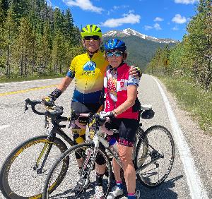 With my favorite riding partner on our way to Loveland Pass