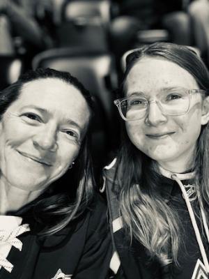 Dakota and I at a Colorado Avalanche NHL game this year.