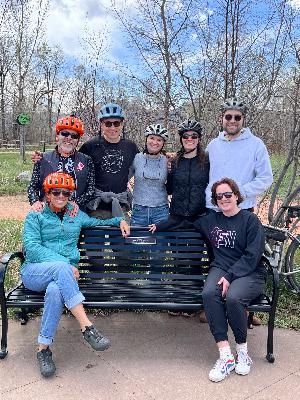 Visiting Martha's memorial bench at Valmont Bike Park on the anniversary of her death 2025