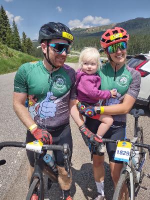 Cam, Sam, and Carlie at the top of Vail Pass