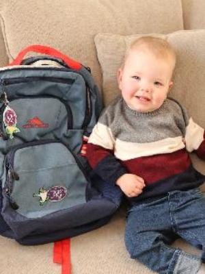 Myles on his way to his first day at KidStreet.