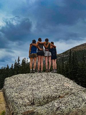 Campers from Burn Camp backpacking to Lost Lake.