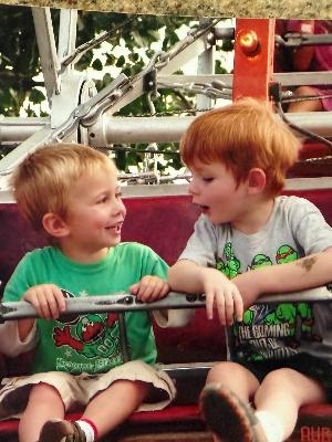 Cooper and Zach, Lakeside Amusement Park, 2008